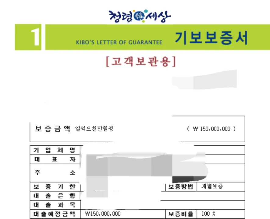 기술보증기금 개별보증 실적